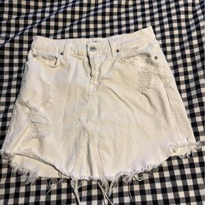 For All 7 Mankind White Distressed Denim Shorts
